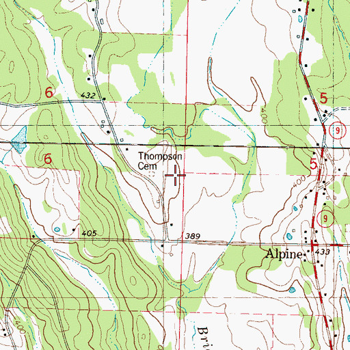 Topographic Map of Thompson Cemetery, MS