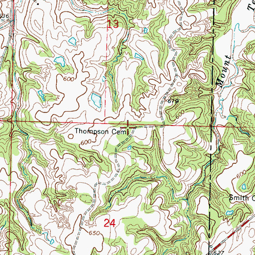 Topographic Map of Thompson Cemetery, MS