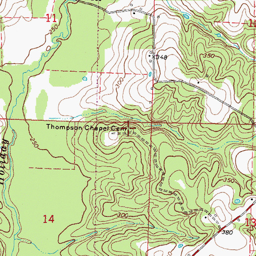 Topographic Map of Thompson Chapel Cemetery, MS