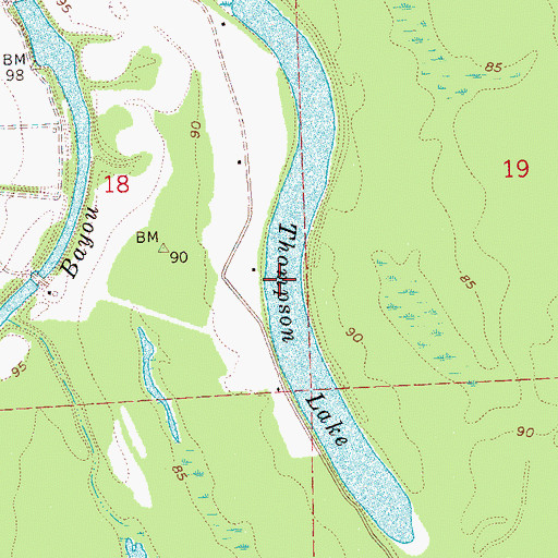 Topographic Map of Thompson Lake, MS