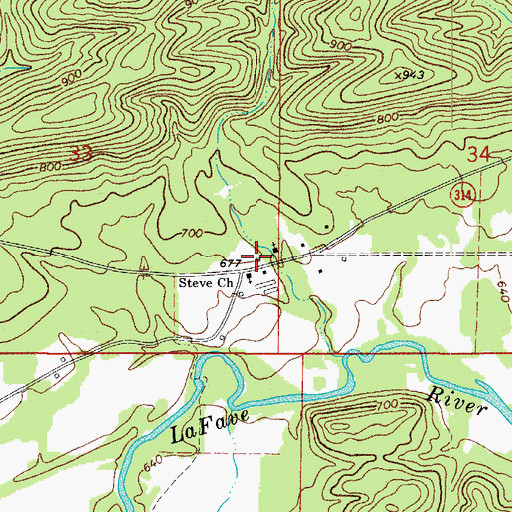 Topographic Map of Crawford School (historical), AR