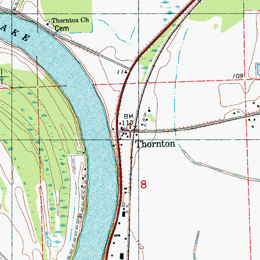 Topographic Map of Thornton, MS