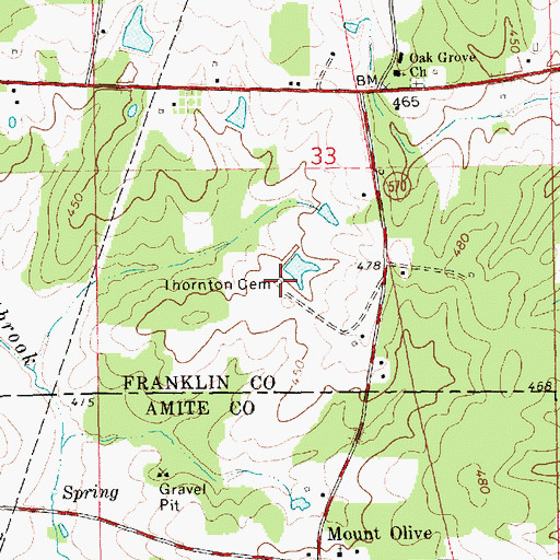 Topographic Map of Thornton Cemetery, MS