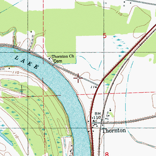 Topographic Map of Thornton Cemetery, MS
