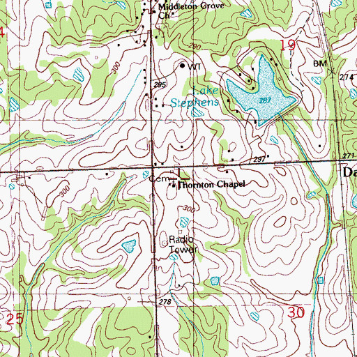 Topographic Map of Thornton Chapel, MS