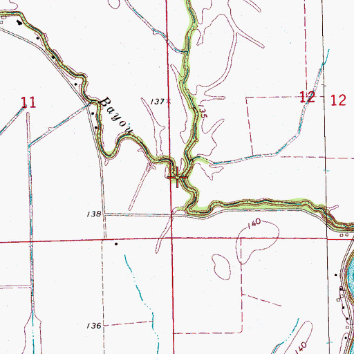 Topographic Map of Thousand Yard Bayou, MS