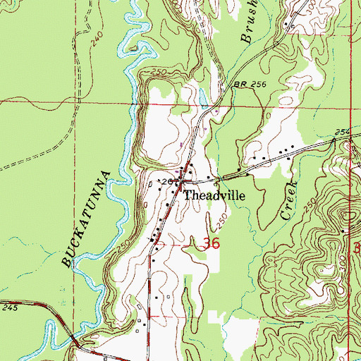Topographic Map of Threadville, MS