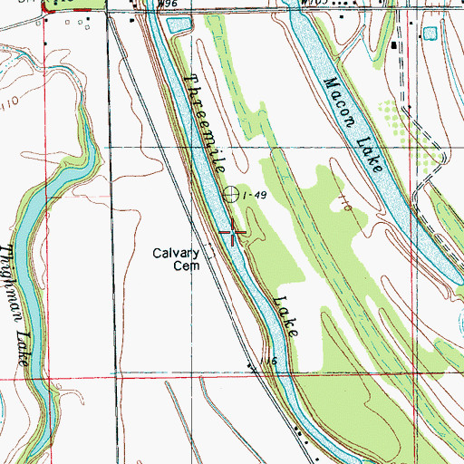 Topographic Map of Threemile Lake, MS