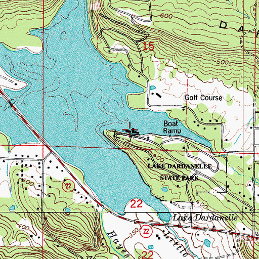 Topographic Map of Dardanelle Boat Dock Area, AR