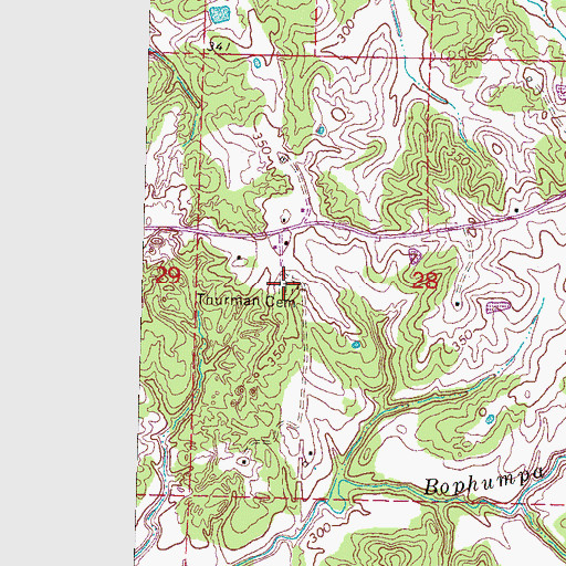 Topographic Map of Thurman Cemetery, MS