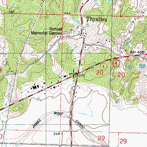 Topographic Map of Thyatira, MS