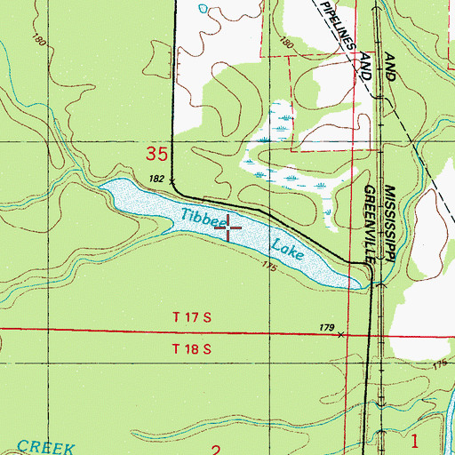 Topographic Map of Tibbee Lake, MS