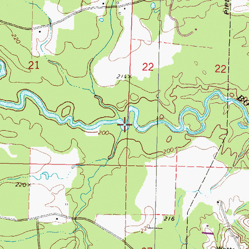 Topographic Map of Tick Creek, MS