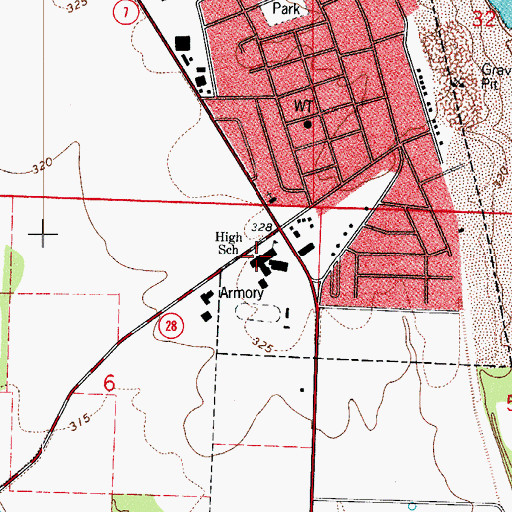Topographic Map of Dardanelle High School, AR