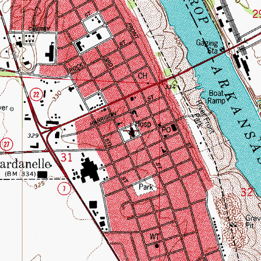 Topographic Map of Dardanelle Hospital, AR