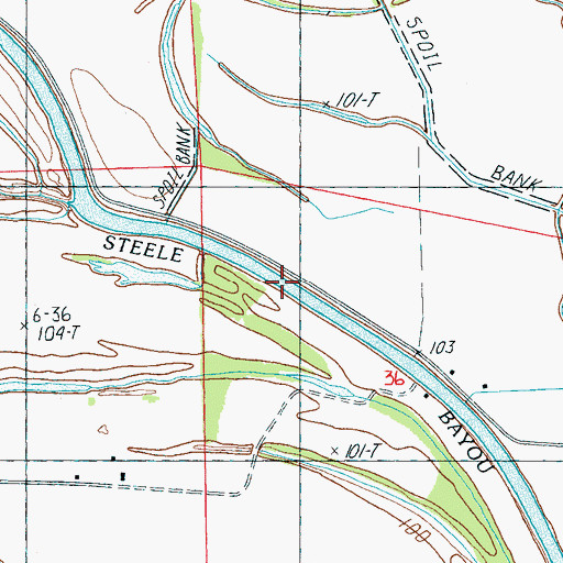 Topographic Map of Tillman Bayou, MS