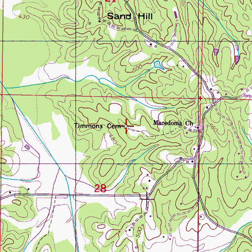 Topographic Map of Timmons Cemetery, MS