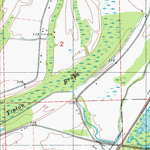 Topographic Map of Tipton Brake, MS