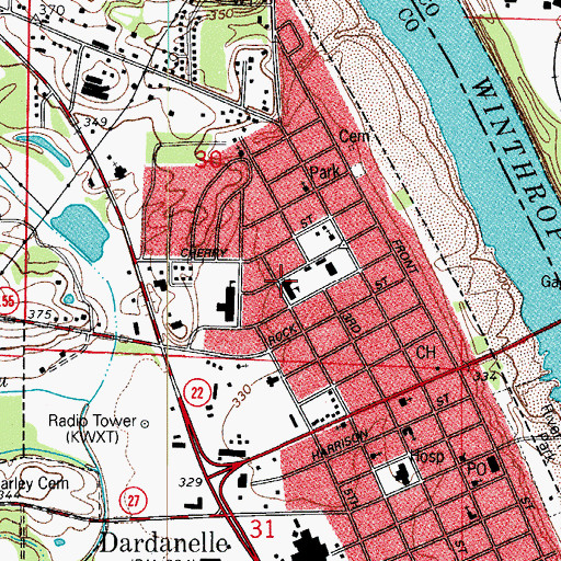 Topographic Map of Dardanelle Intermediate School, AR