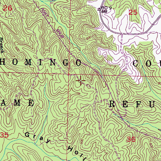 Topographic Map of Tishomingo County Game Refuge, MS