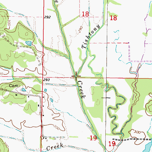 Topographic Map of Tishtony Creek, MS