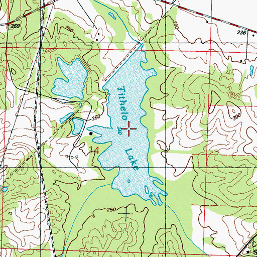 Topographic Map of Tithelo Lake, MS