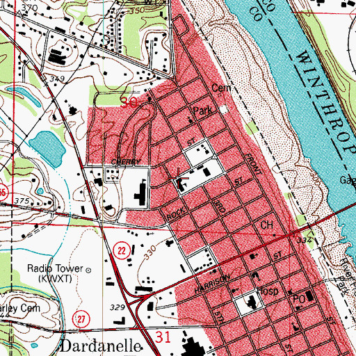 Topographic Map of Dardanelle Intermediate School, AR