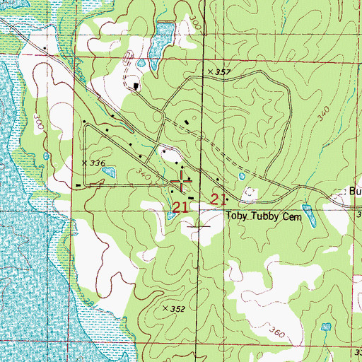 Topographic Map of Toby Tubby Church, MS