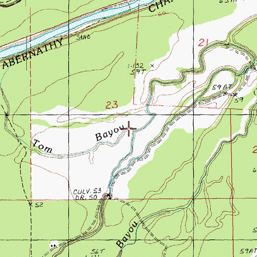 Topographic Map of Tom Bayou, MS