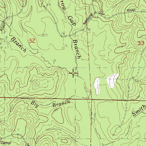 Topographic Map of Tom Clark Branch, MS