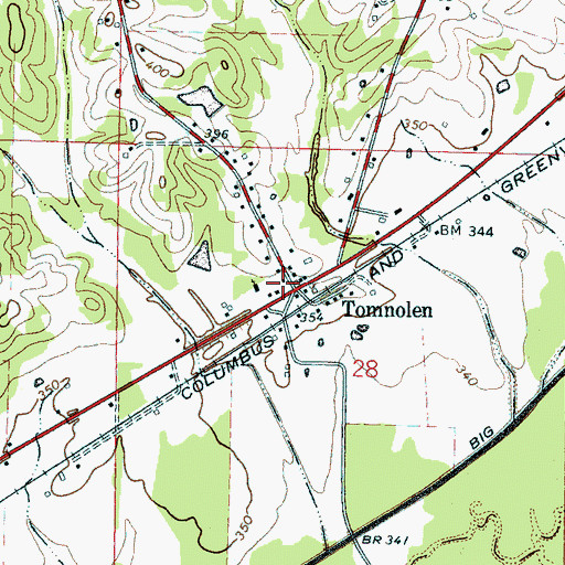 Topographic Map of Tomnolen, MS
