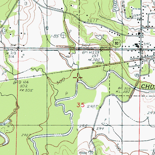 Topographic Map of Tonacana Creek, MS