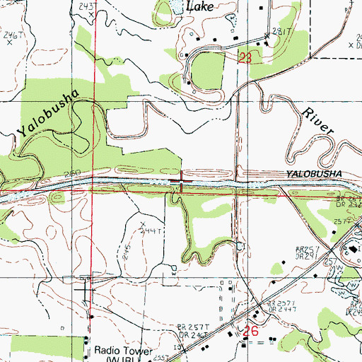 Topographic Map of Topashaw Creek, MS