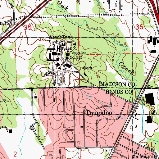Topographic Map of Tougaloo Garden Memorial Park, MS