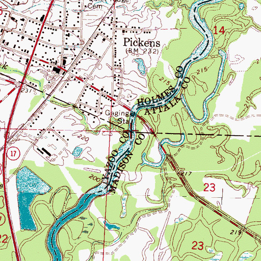 Topographic Map of Town Creek, MS