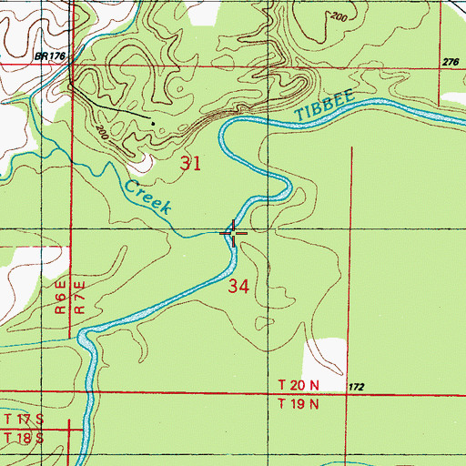 Topographic Map of Town Creek, MS