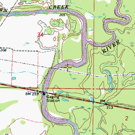 Topographic Map of Town Creek, MS