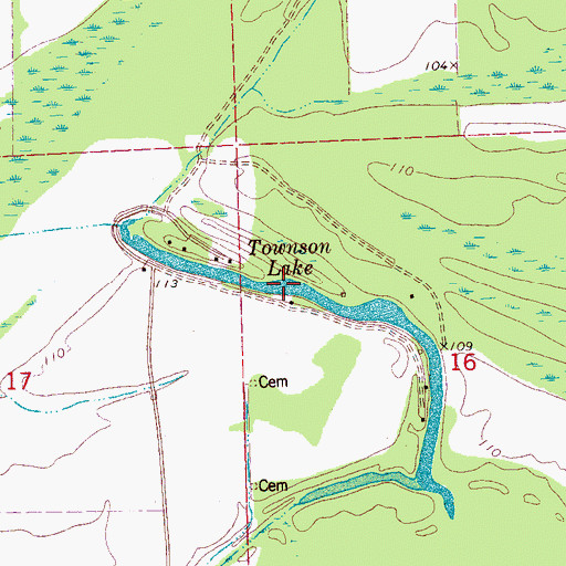 Topographic Map of Townson Lake, MS