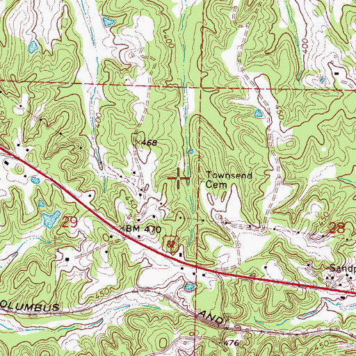 Topographic Map of Townsend Cemetery, MS