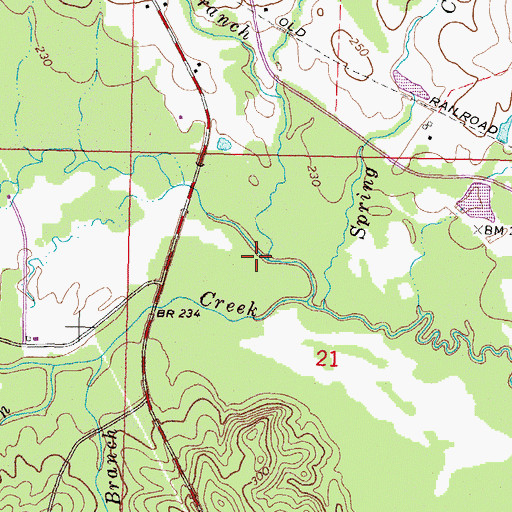 Topographic Map of Trace Branch, MS