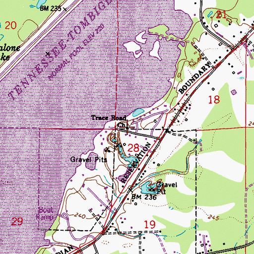 Topographic Map of Trace Road Independent Baptist Church, MS