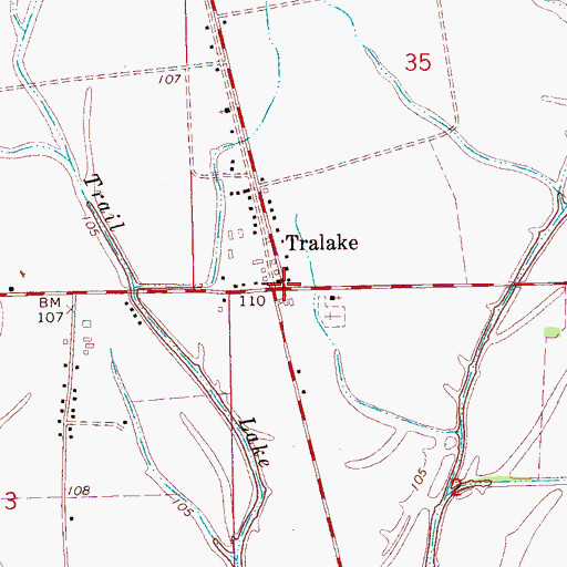 Topographic Map of Tralake, MS