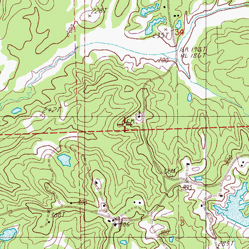 Topographic Map of Tranquil Church, MS