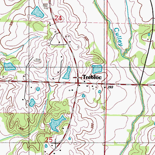 Topographic Map of Trebloc, MS