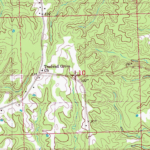 Topographic Map of Tredwell Cemetery, MS