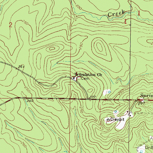 Topographic Map of Tribulation Church, MS