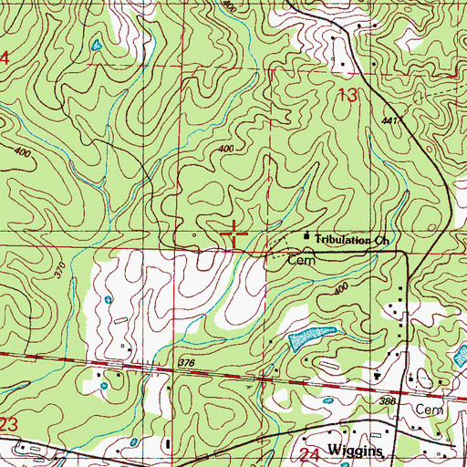 Topographic Map of Tribulation Church, MS
