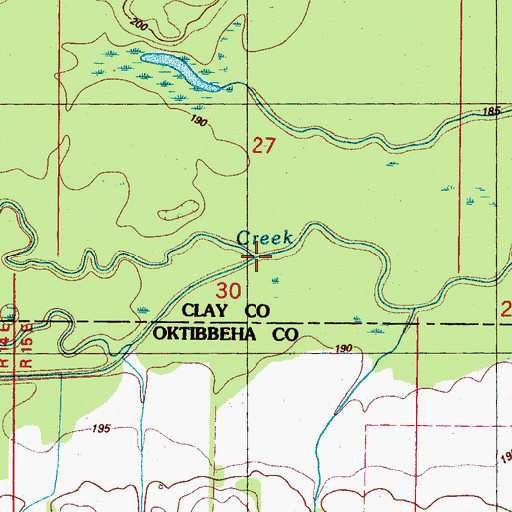 Topographic Map of Trim Cane Creek, MS