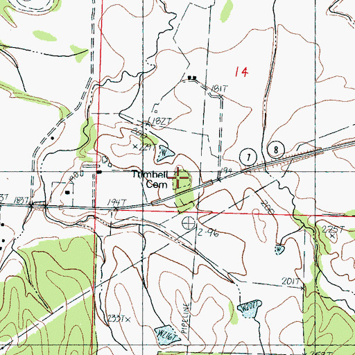 Topographic Map of Trimbell Cemetery, MS