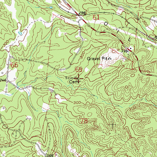 Topographic Map of Trinity Cemetery, MS